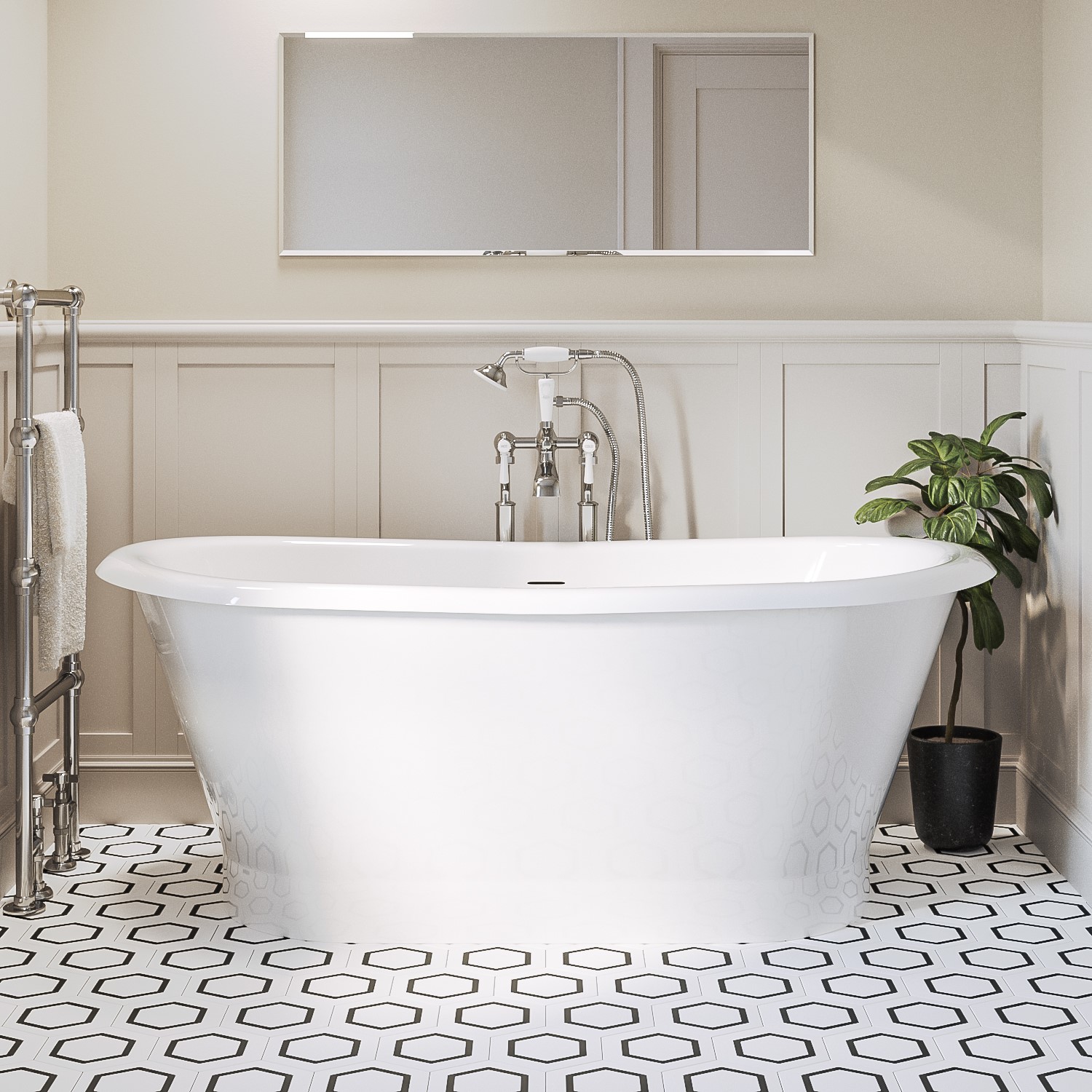 Freestanding Double Ended Roll Top Bath 1690 x 800mm