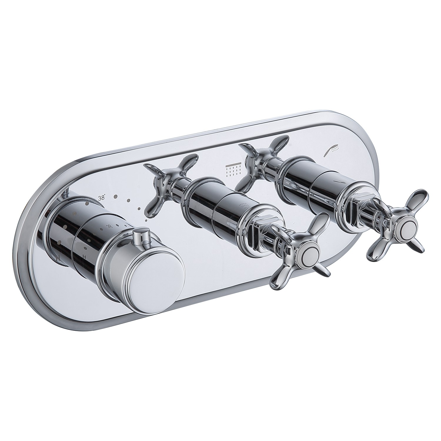 Chrome Concealed Thermostatic Shower Valve 2 Outlet - Camden
