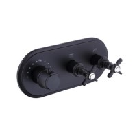 GRADE A1 - Camden Concealed Thermostatic Shower Valve 2 Outlet - Matt Black