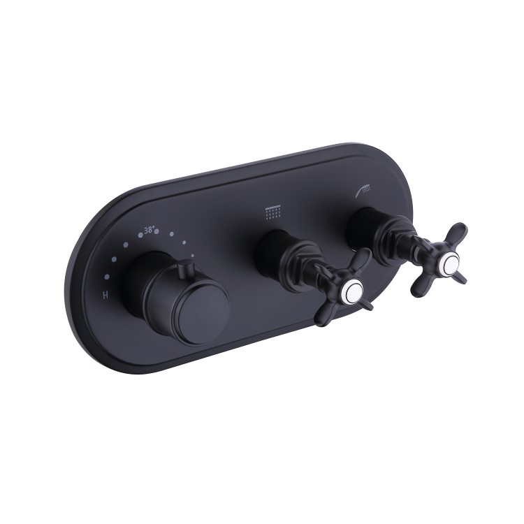 GRADE A1 - Camden Concealed Thermostatic Shower Valve 2 Outlet - Matt Black