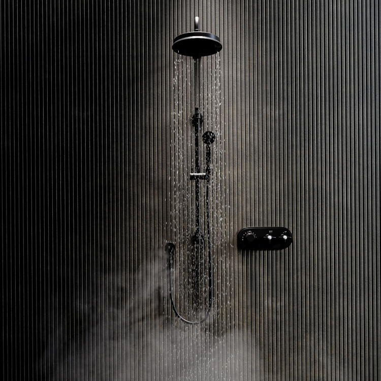 GRADE A1 - Camden Concealed Thermostatic Shower Valve 2 Outlet - Matt Black