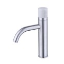 BeBa_27712 Brushed Chrome Mono Basin Mixer Tap with Marble Handle - Lorano