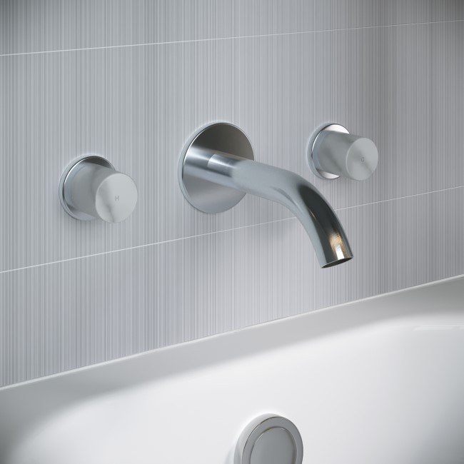 Chrome Wall Mounted Bath Mixer Tap with Marble Handle - Lorano