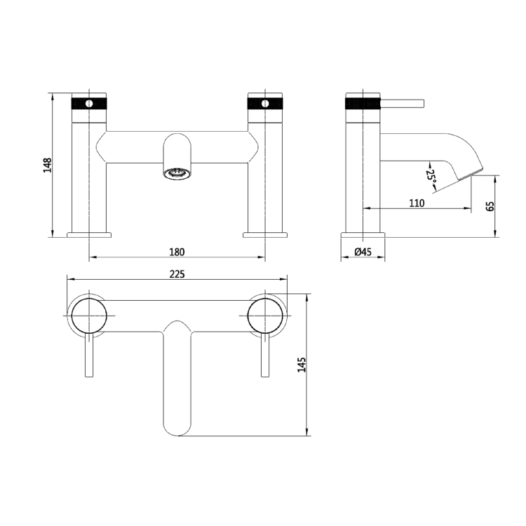 GRADE A1 - Chrome Bath Mixer Tap - Axel