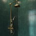 Brushed Brass Traditional Thermostatic Mixer Shower with Round Overhead & Hand Shower - Camden