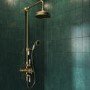 Brushed Brass Traditional Thermostatic Mixer Shower with Round Overhead & Hand Shower - Camden