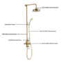 Brushed Brass Traditional Thermostatic Mixer Shower with Round Overhead & Hand Shower - Camden