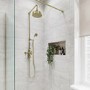 Brushed Brass Traditional Thermostatic Mixer Shower with Round Overhead & Hand Shower - Camden