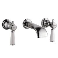 GRADE A1 - Wall Mounted Chrome Basin Mixer Tap - Helston GRADE A1 - Wall Mounted Chrome Basin Mixer Tap - Helston