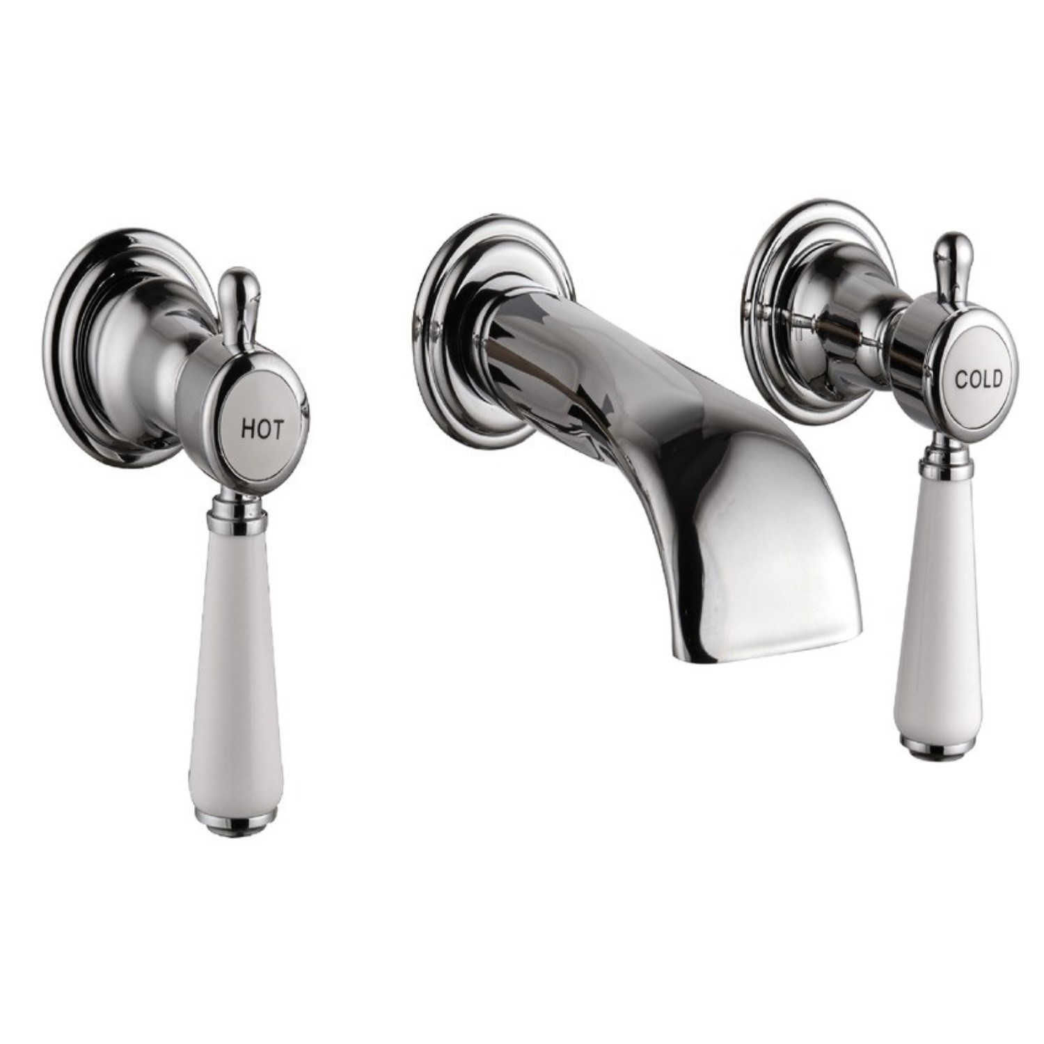 Wall Mounted Chrome Basin Mixer Tap - Helston