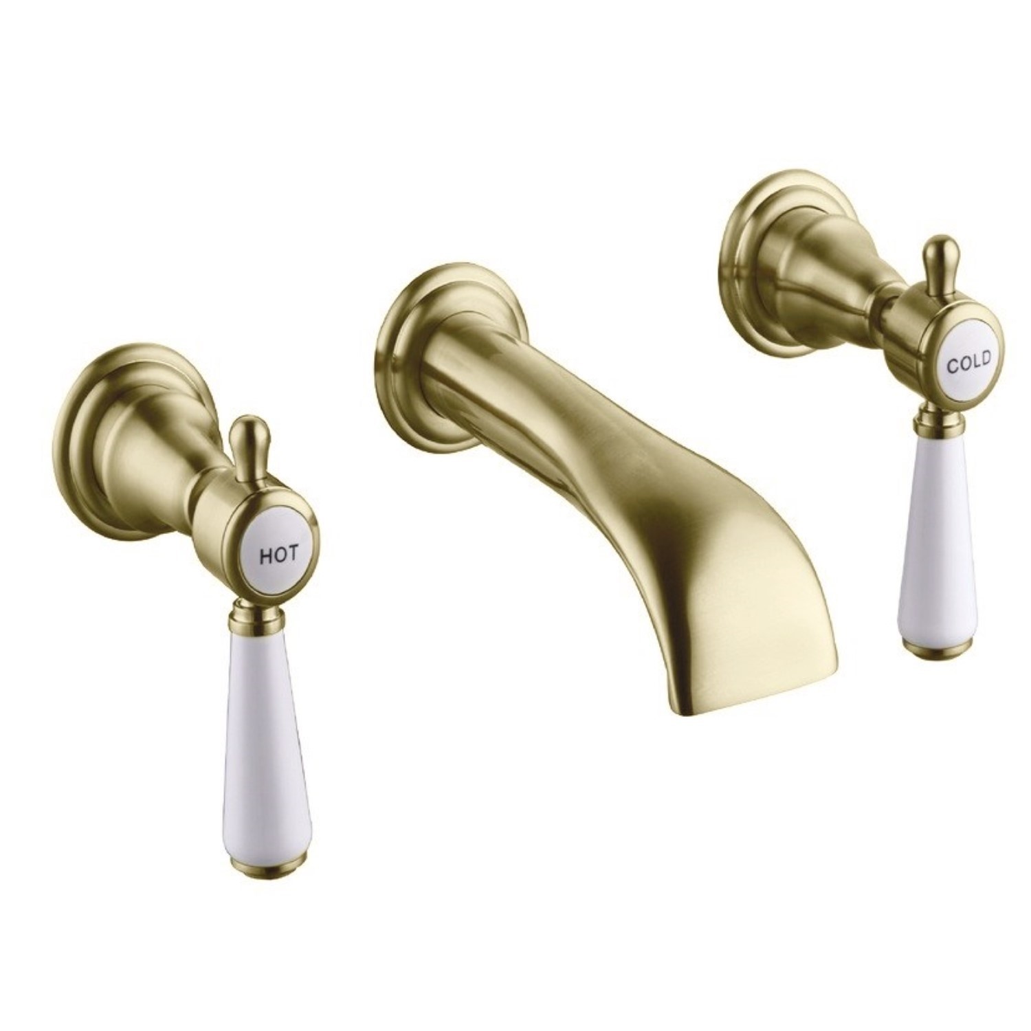 Wall Mounted Gold Basin Mixer Tap - Helston