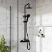 Black Thermostatic Mixer Shower with Round Overhead & Hand Shower - Arissa