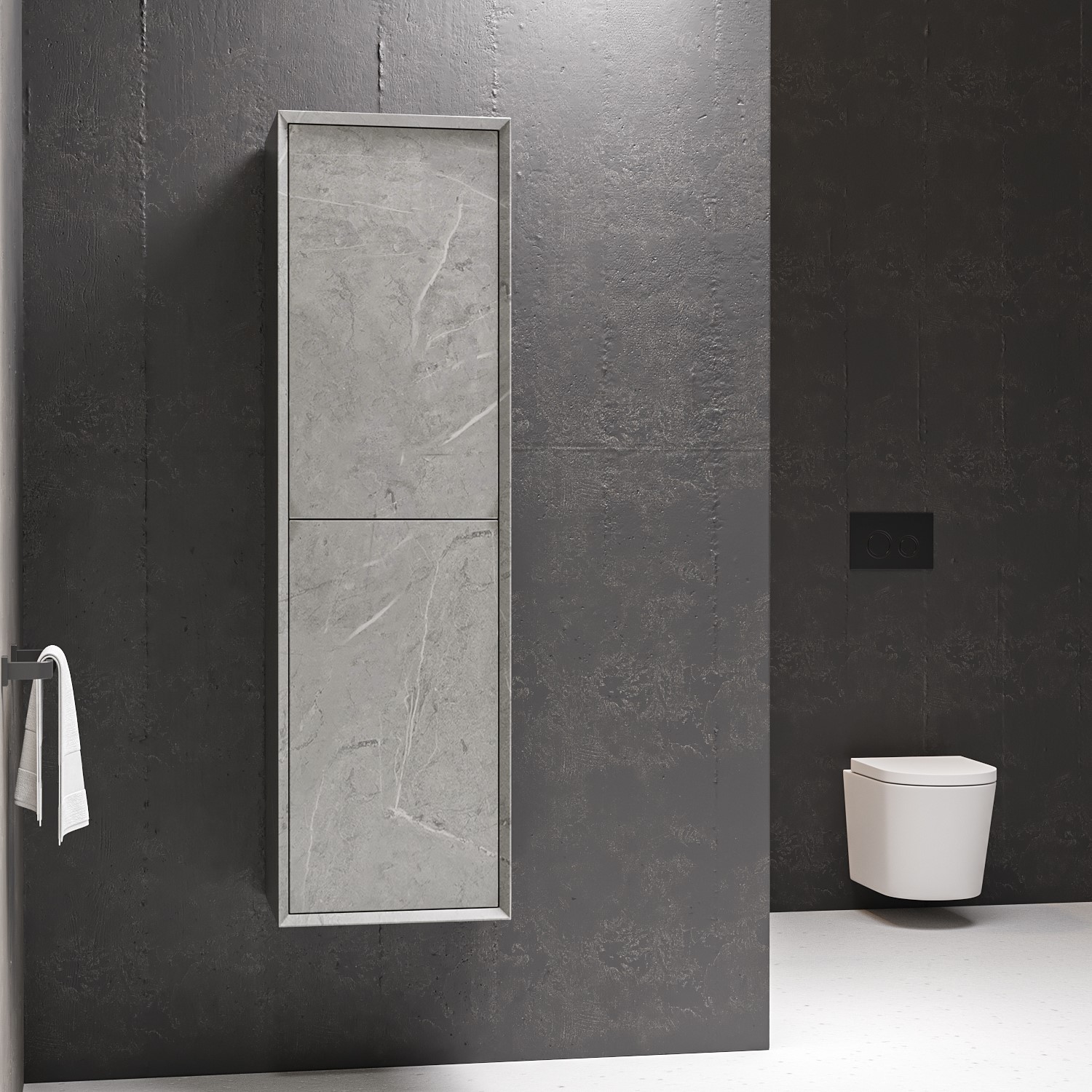 Grey Wall Mounted Tall Bathroom Cabinet 400mm - Arragon