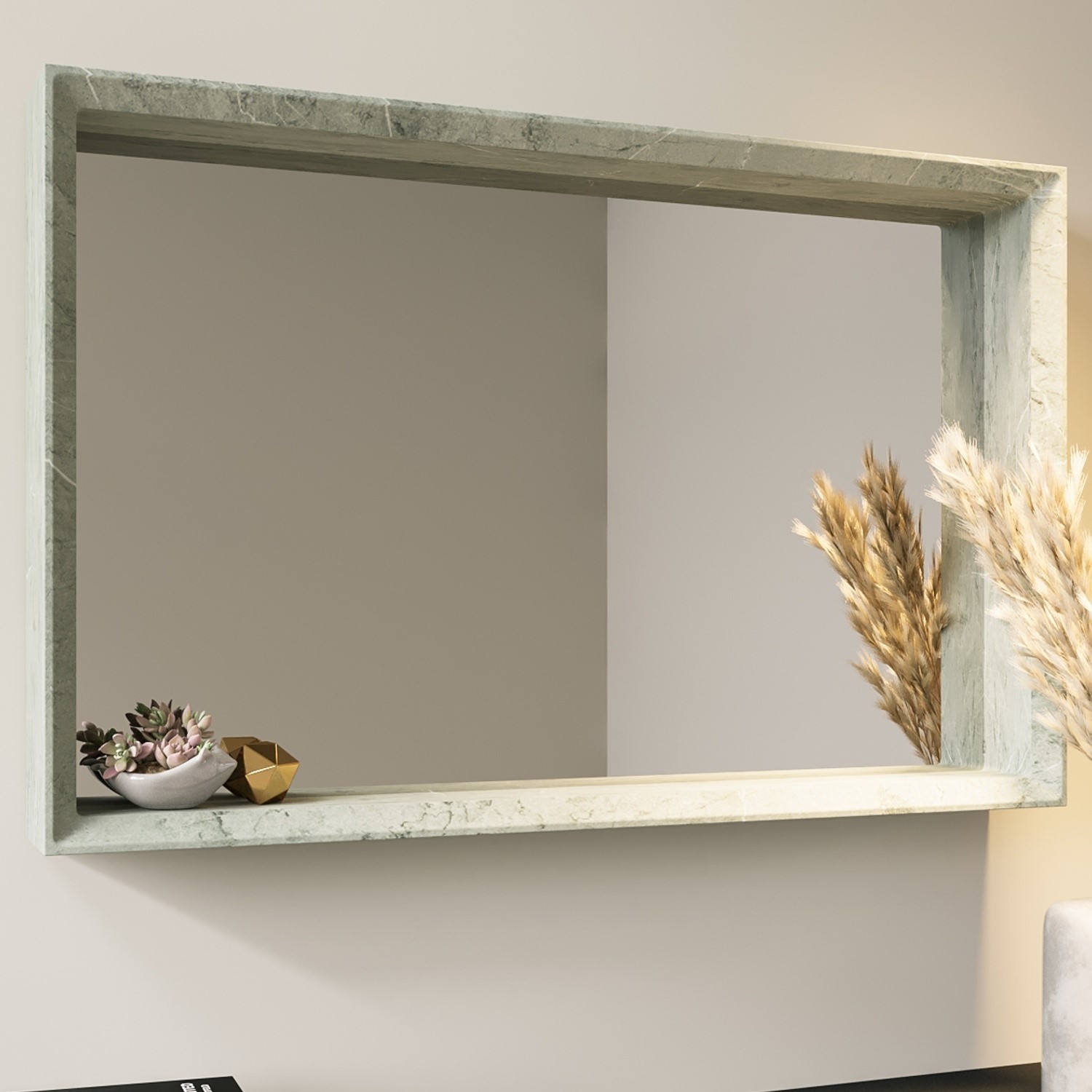 Rectangular Grey Bathroom Mirror 700 x 450mm - Arragon