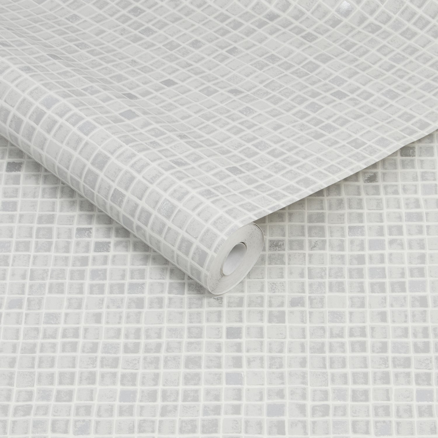 Grey Mosaic Tile Wallpaper - Contour Antibac