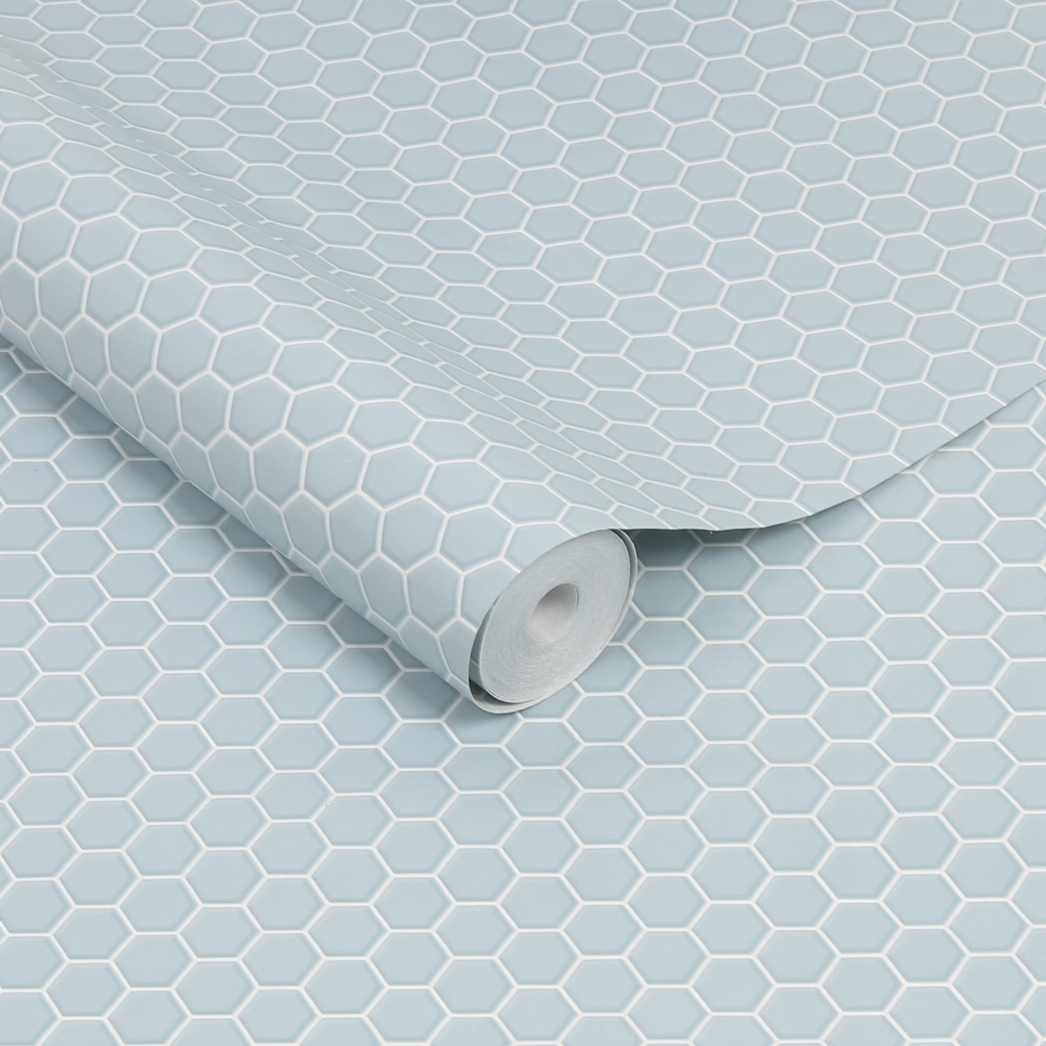 Duck Egg Hexagon Lattice Wallpaper - Contour Antibac
