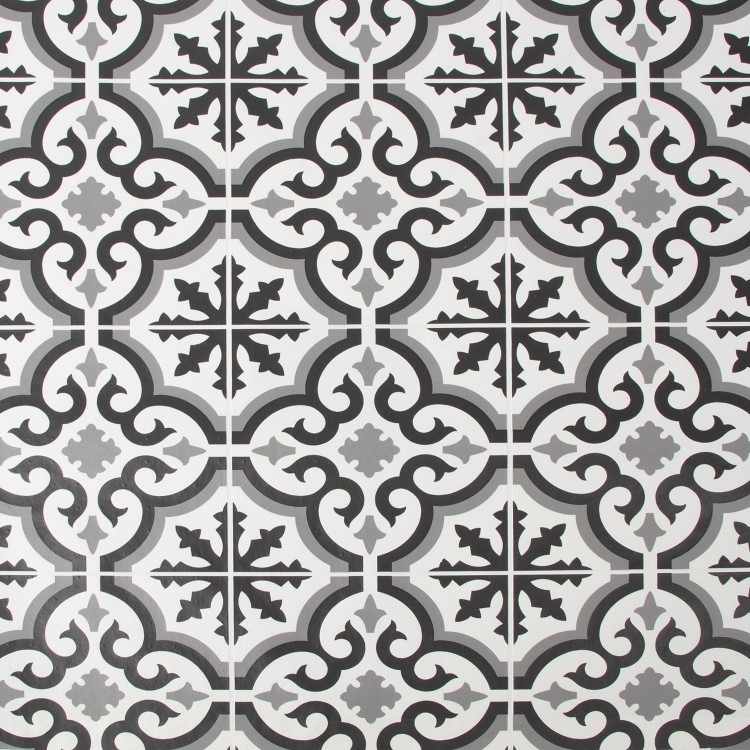 Black & White Moroccan Tile Effect Wallpaper - Contour Antibac