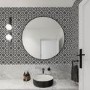 Black & White Moroccan Tile Effect Wallpaper - Contour Antibac