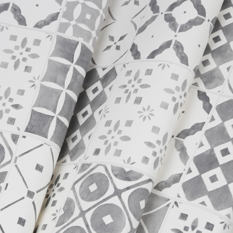 Grey Moroccan Tile Wallpaper - Contour