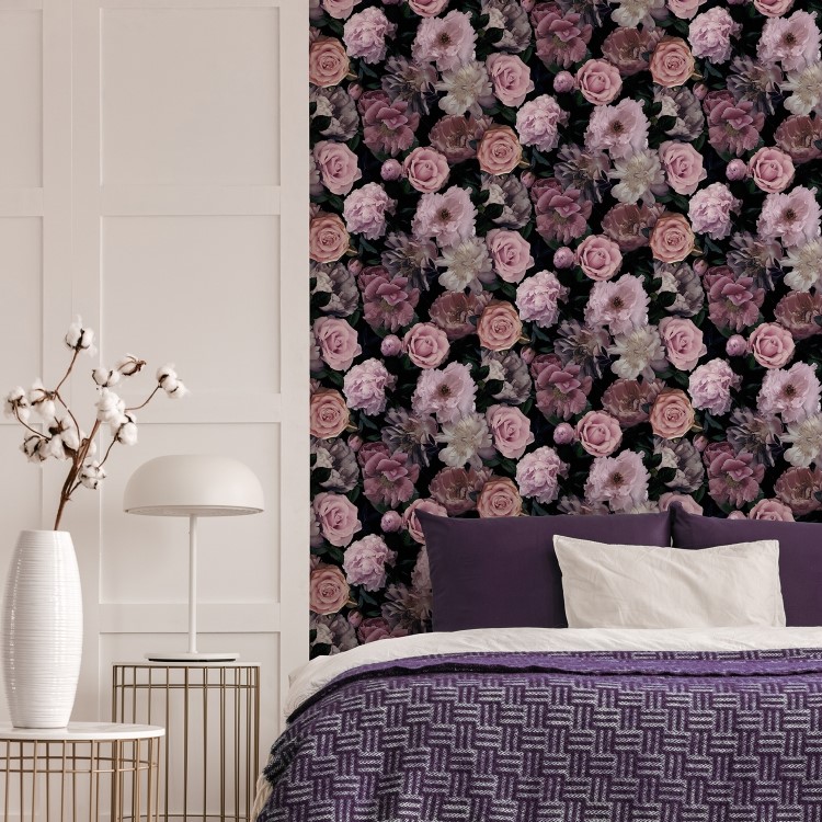 Black & Pink Floral Wallpaper - Easy Super Fresco