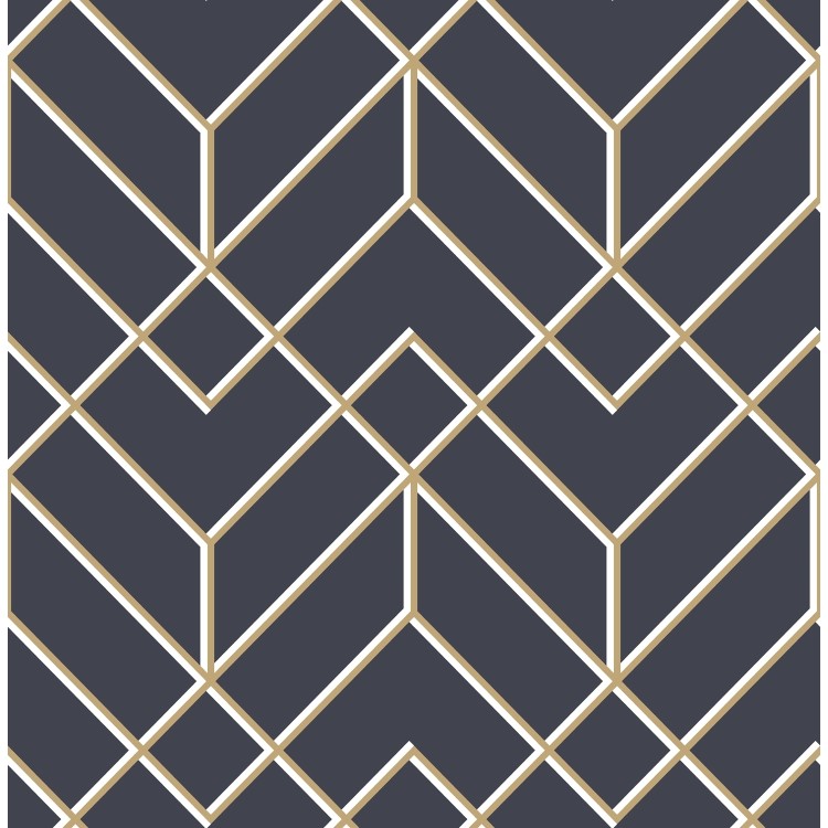 Navy & Gold Art Deco Wallpaper - Easy Superfresco