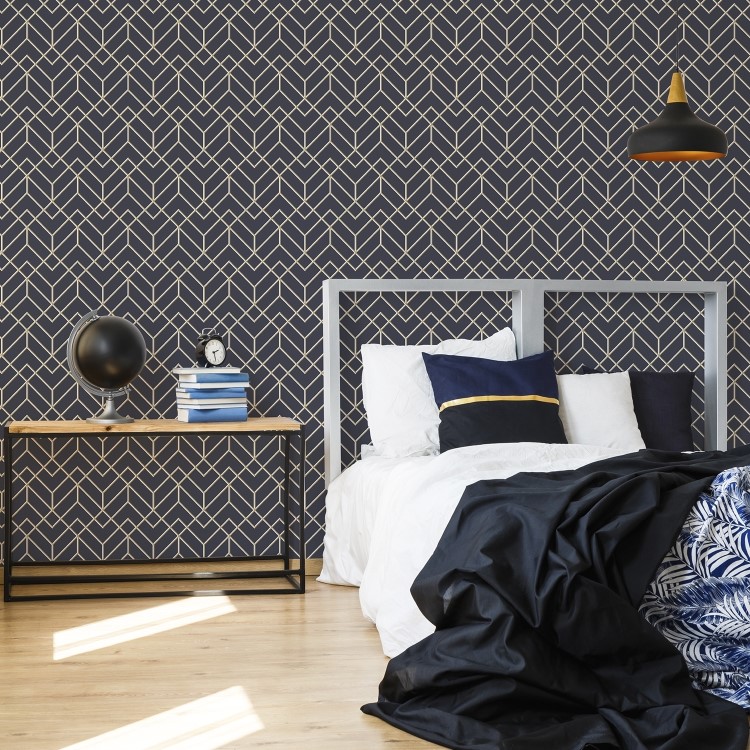 Navy & Gold Art Deco Wallpaper - Easy Superfresco