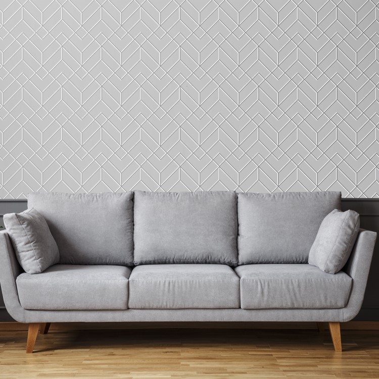 Silver & White Art Deco Wallpaper - Easy Superfresco