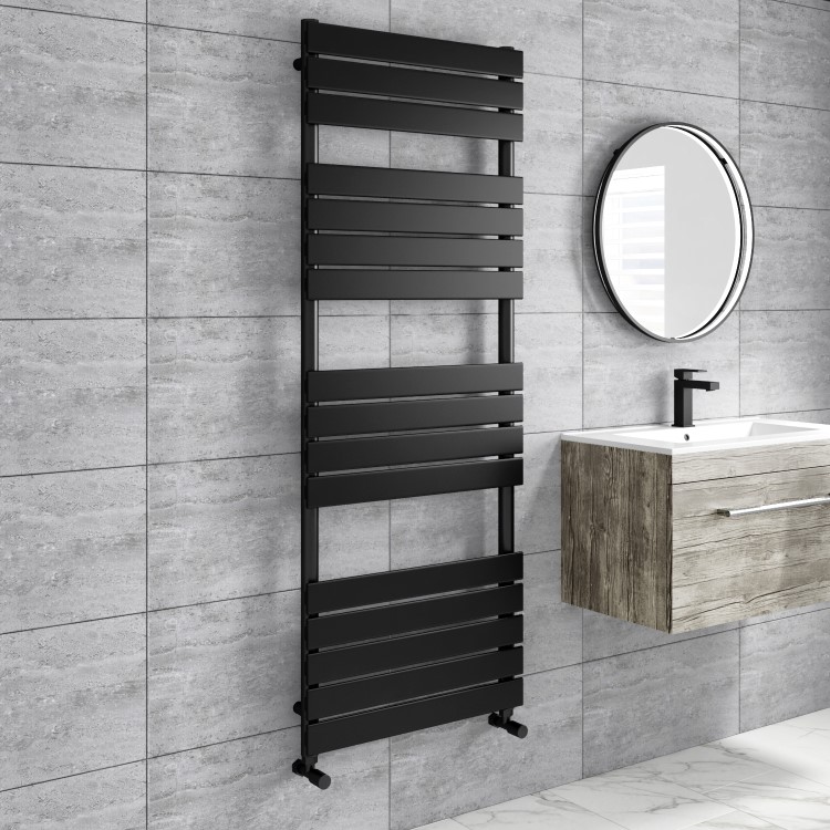GRADE A2 - Black Heated Towel Rail Radiator 1600 x 600mm - Tundra