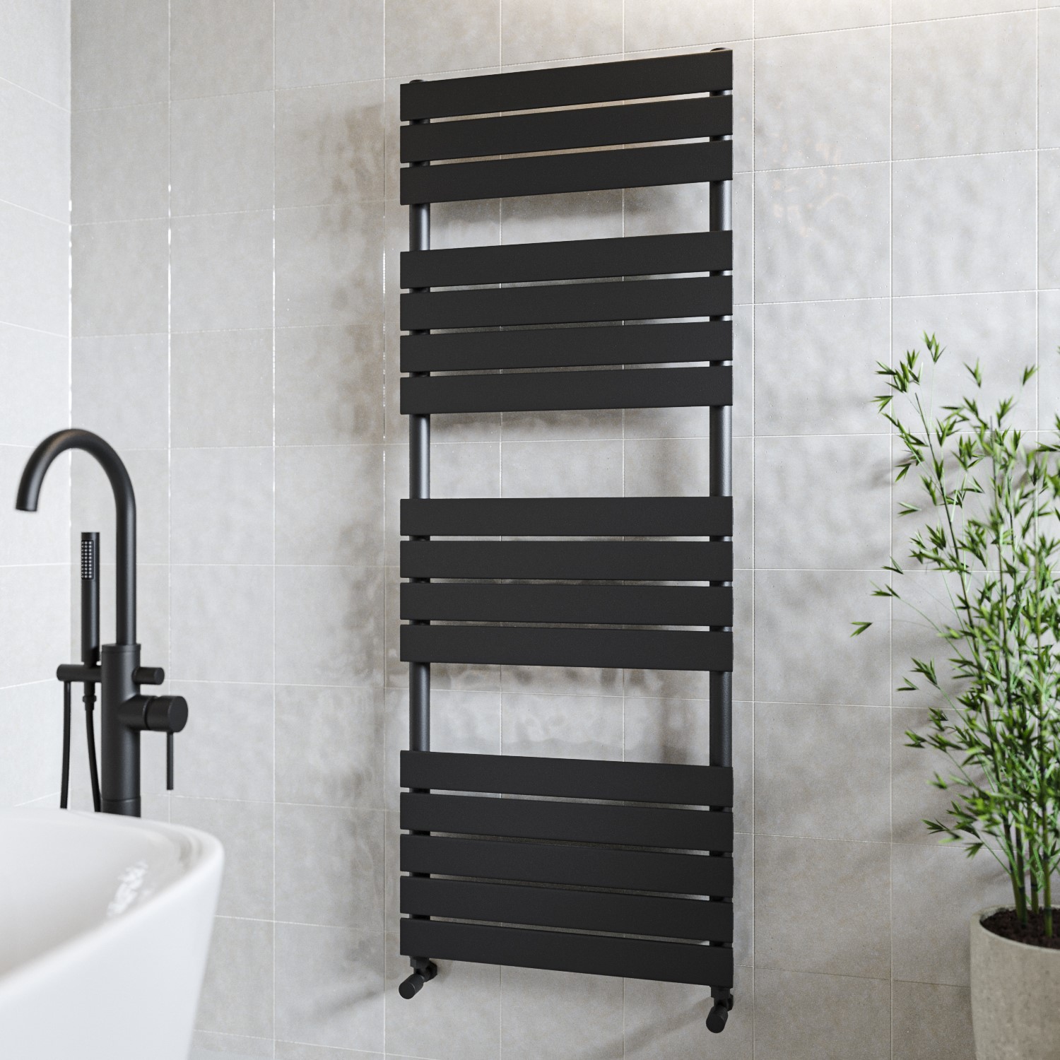 Black Heated Towel Rail Radiator 1600 x 600mm - Tundra