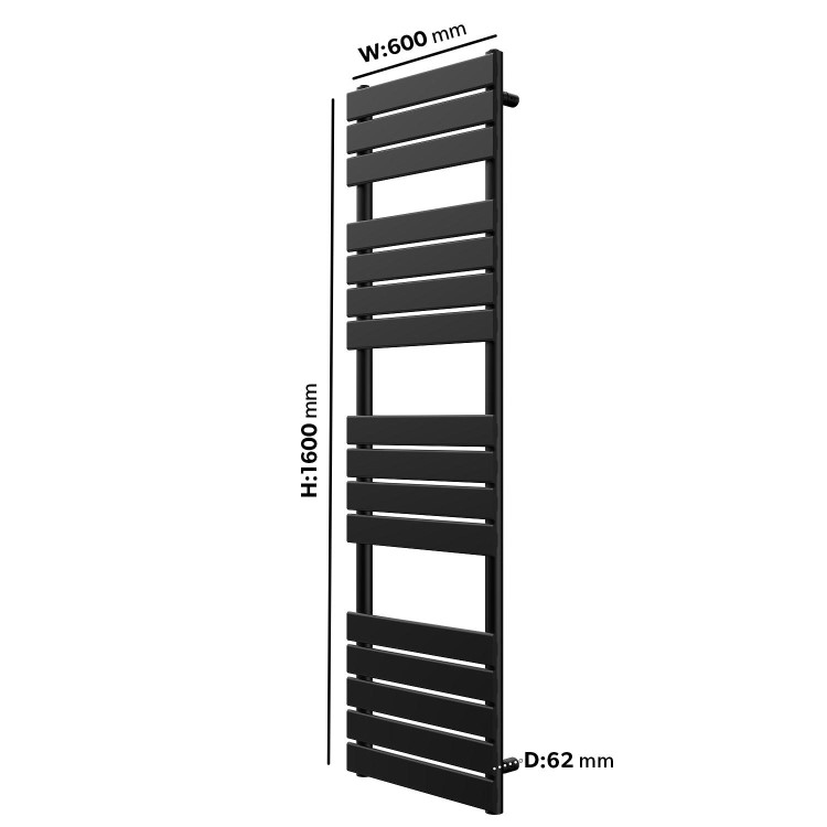 ALMOST PERFECT - Black Towel Radiator 1600 x 600mm - Tundra