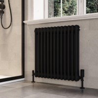 Black Horizontal 2 Column Traditional Radiator 600 x 605mm - Nambi