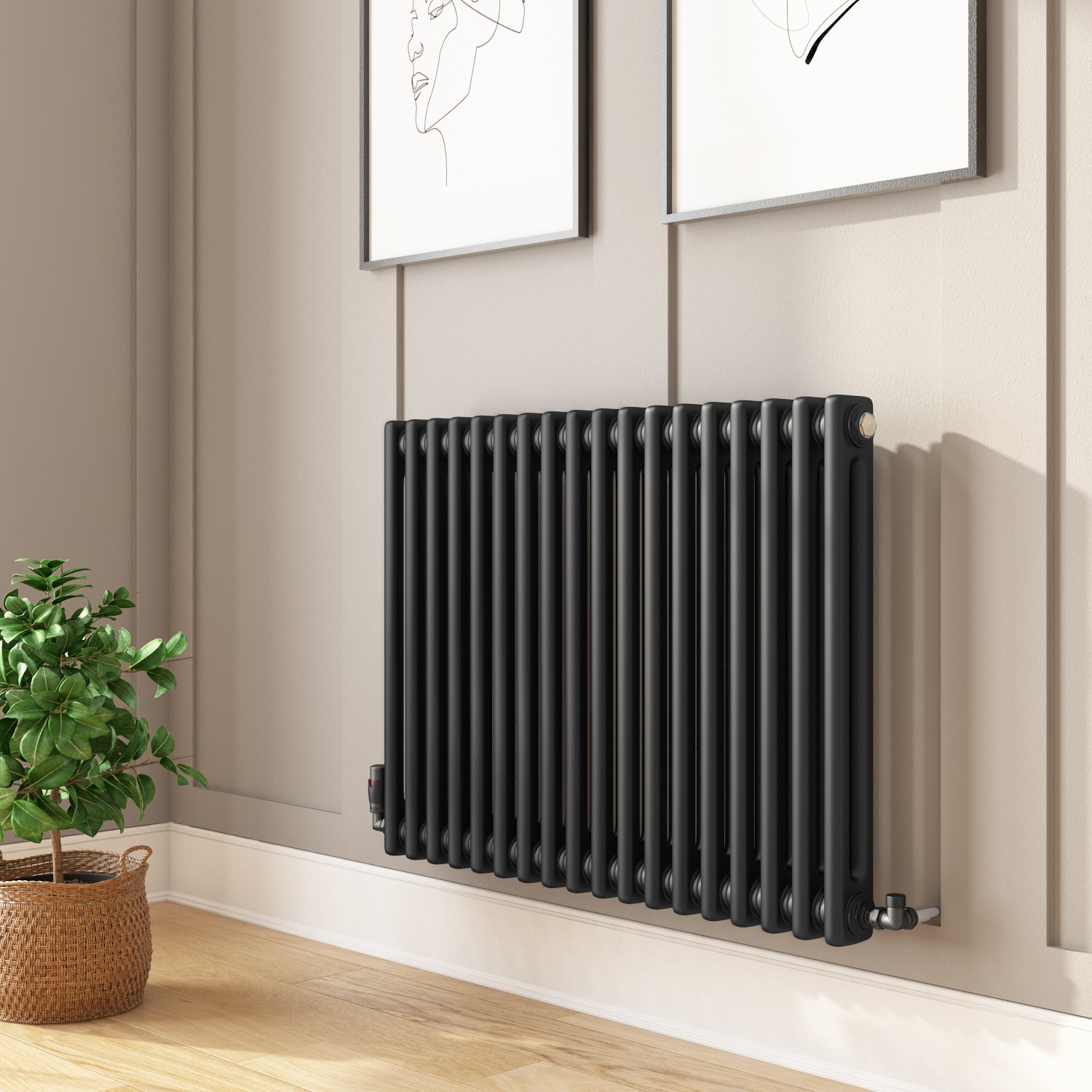 Black Horizontal 2 Column Radiator 600 x 830mm - Nambi