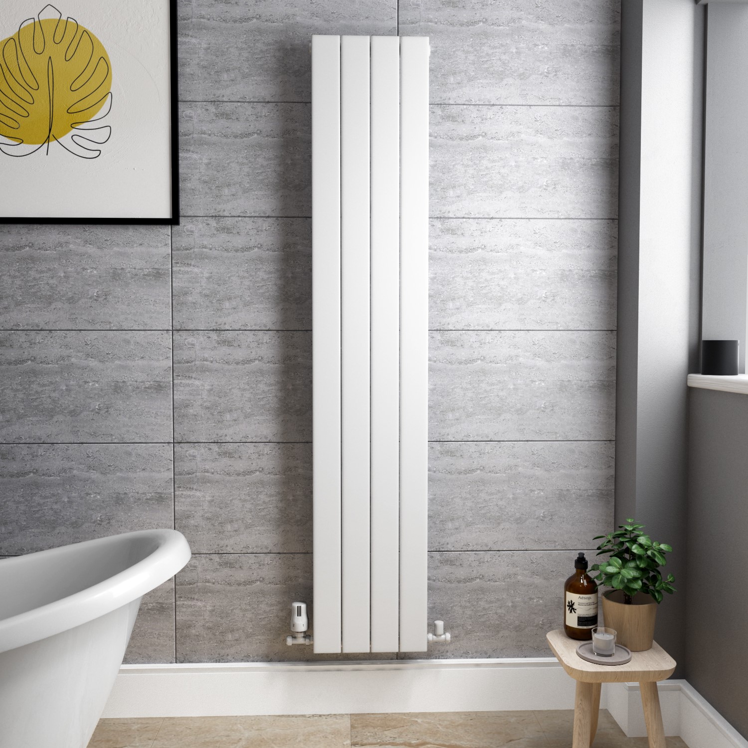 White Vertical Single Panel Radiator 1600 x 300mm - Mojave