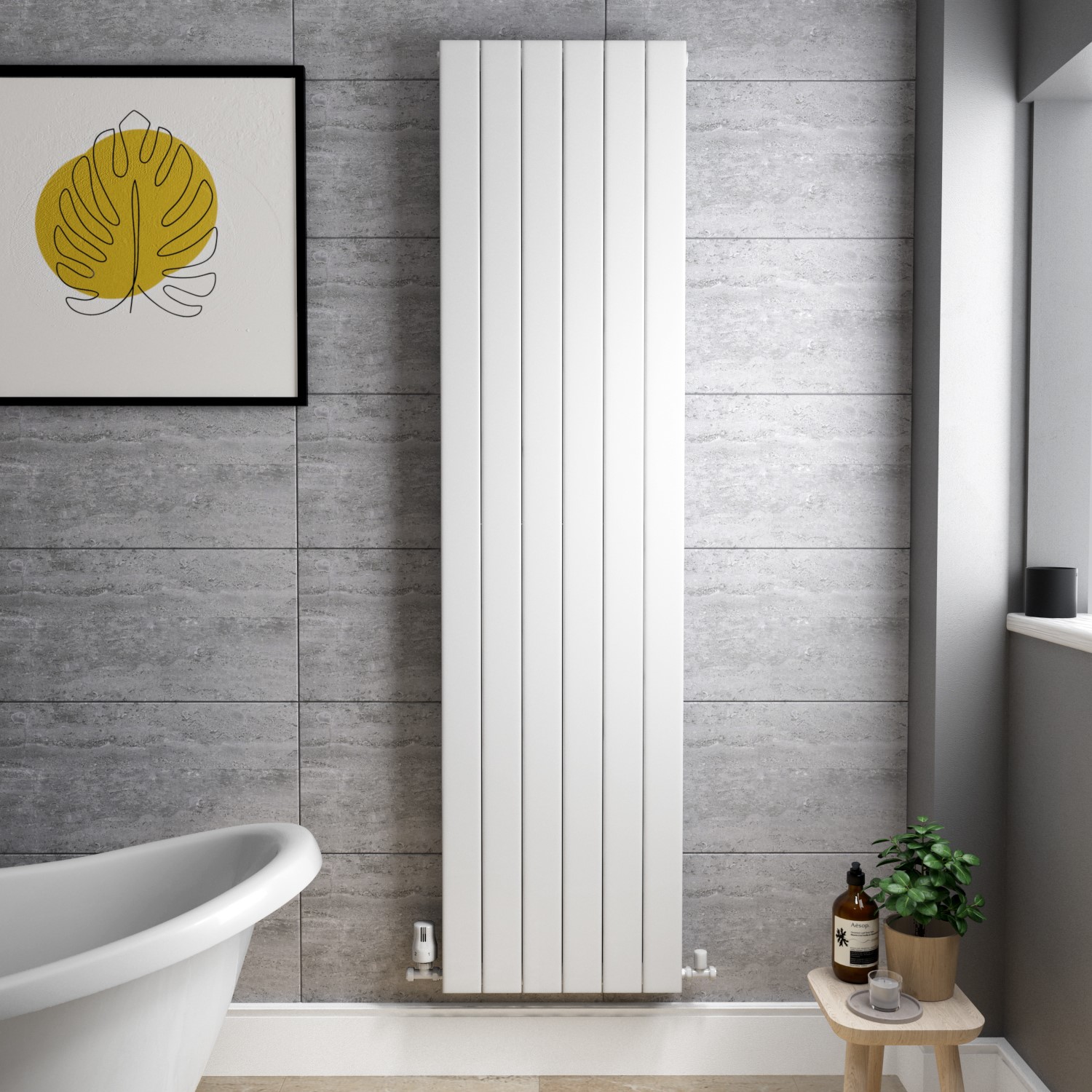 White Vertical Double Panel Radiator 1800 x 452mm - Mojave