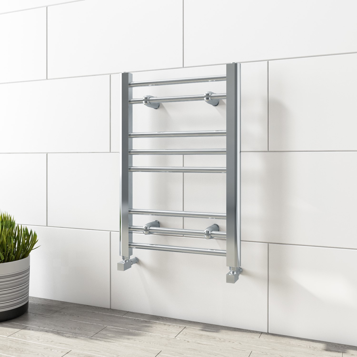 Chrome Heated Towel Rail Radiator 650 x 400mm - Sahara