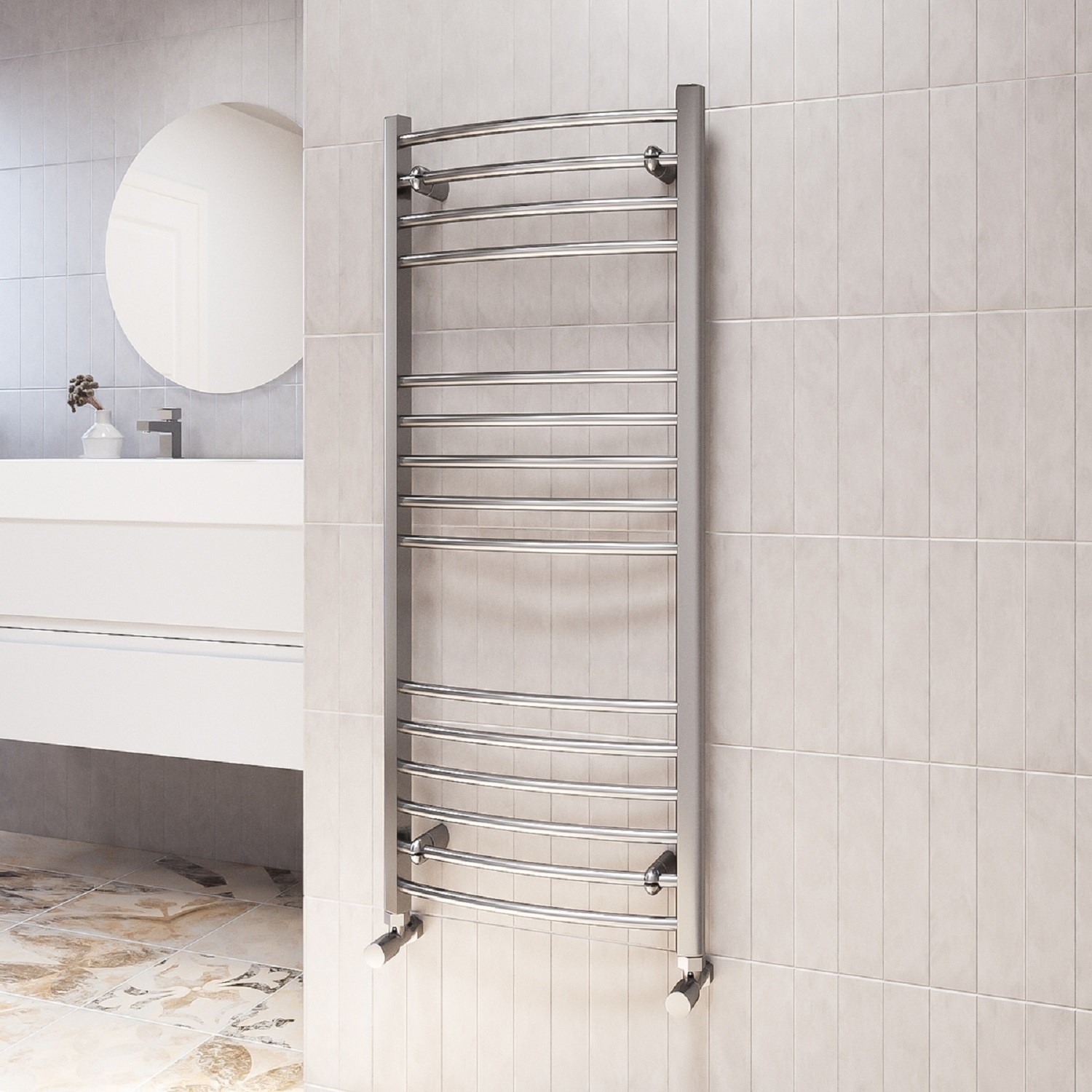 Chrome Heated Towel Rail Radiator 1200 x 500mm - Gobi