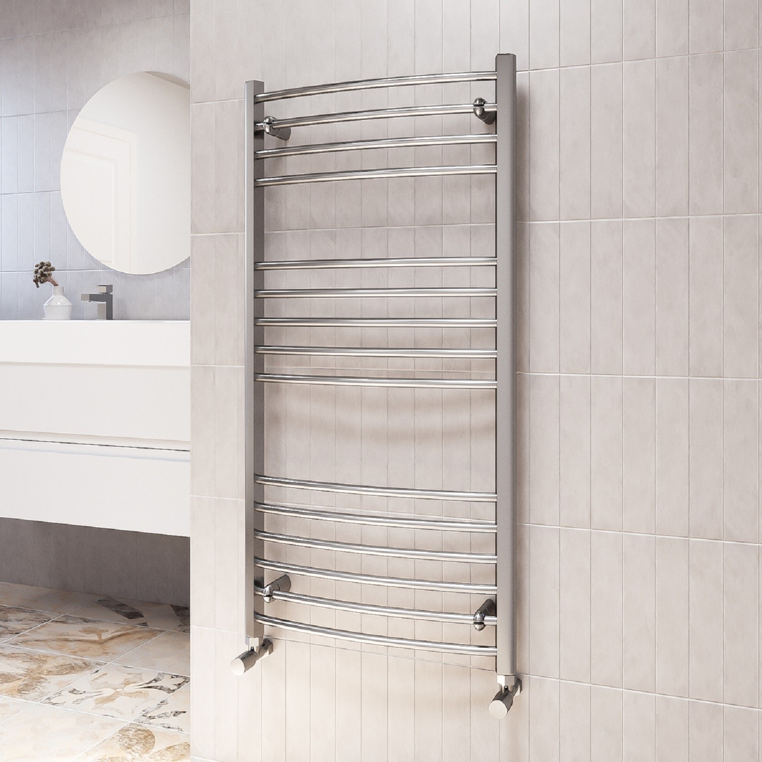 Chrome Heated Towel Rail Radiator 1200 x 600mm - Gobi