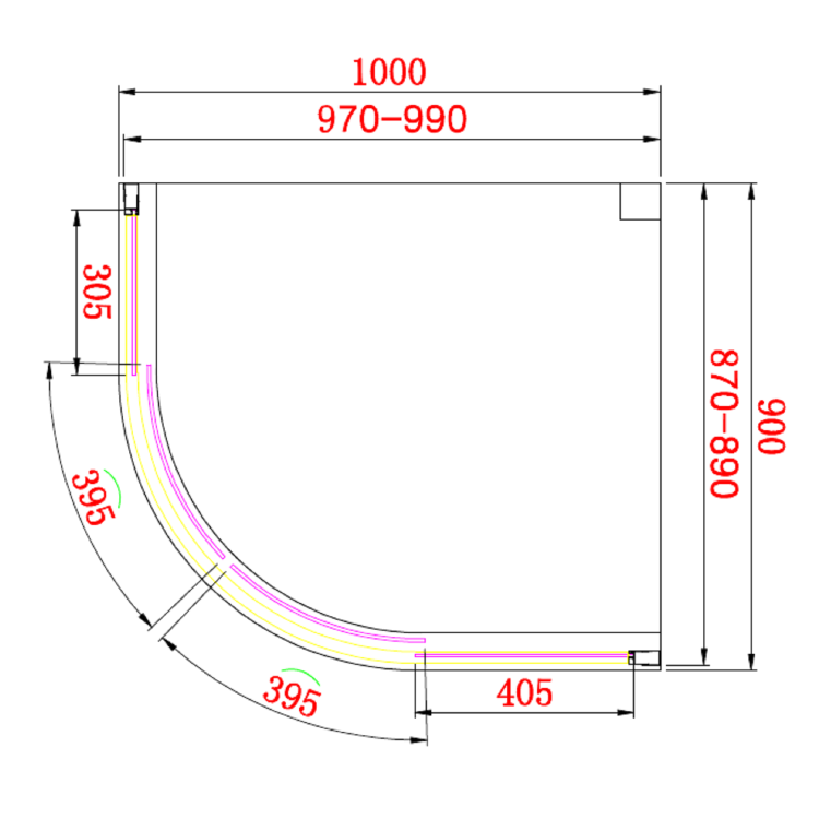 GRADE A1 - 1000x900 Offset Quadrant Shower Enclosure- Carina