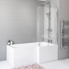 Chrome Hinged L Shape Shower Bath Screen 1450 x 975mm - Maia
