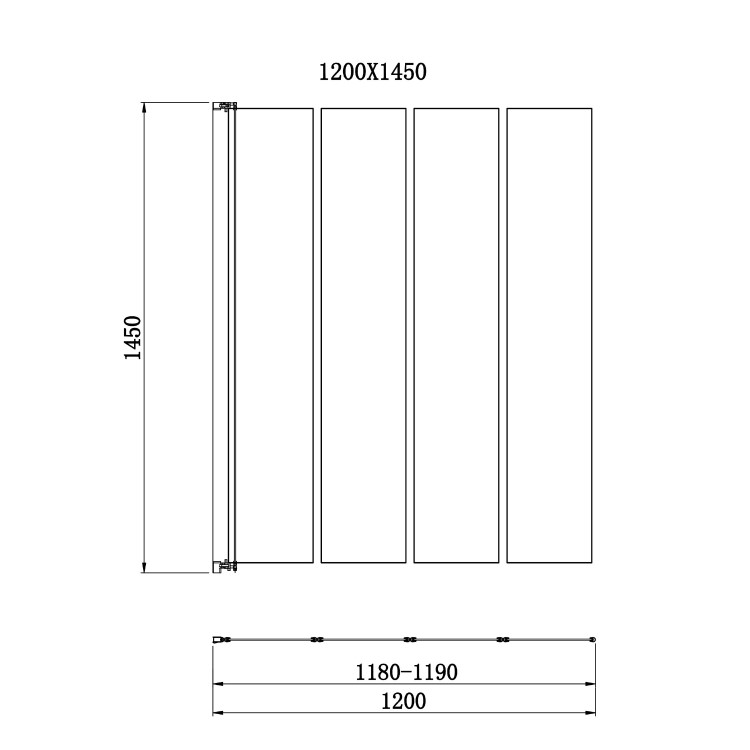 GRADE A1 - Chrome Folding Bath Shower Screen 1450 x 120mm - Cetus