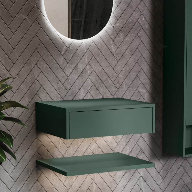 GRADE A2 - 600mm Green Wall Hung Countertop Shelves - Lugo