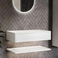 GRADE A2 - 800mm White Wall Hung Countertop Basin Shelves - Lugo GRADE A2 - 800mm White Wall Hung Countertop Basin Shelves - Lugo