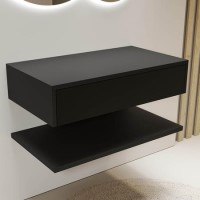 GRADE A2 - 800mm Black Wall Hung Countertop Shelves - Lugo