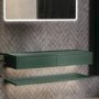 1200mm Green Wall Hung Countertop Double Vanity Unit with Shelf - Lugo