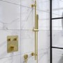 Brushed Brass Push Button 2 Outlet  Wall Mounted Thermostatic Mixer Shower Set with Hand Shower - Vance