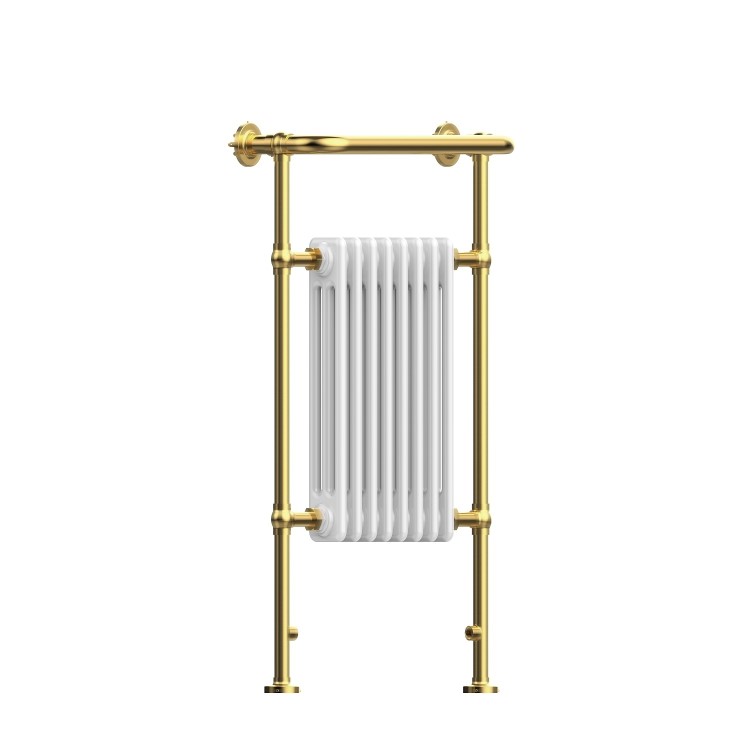 ONLY OPENED - Brass and White Heated Towel Rail Radiator 952 x 659mm - Regent