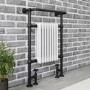 GRADE A2 - White and Black Traditional Column Radiator with Towel Rail 952 x 659mm - Regent