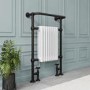 GRADE A1 - Black and White Heated Towel Rail Radiator 952 x 659mm - Regent