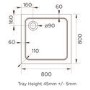 800x800mm White Acrylic Capped Stone Resin Square Shower Tray - Pearl