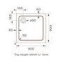 900x900mm Square Shower Tray 45mm - White Acrylic Stone Resin - Pearl